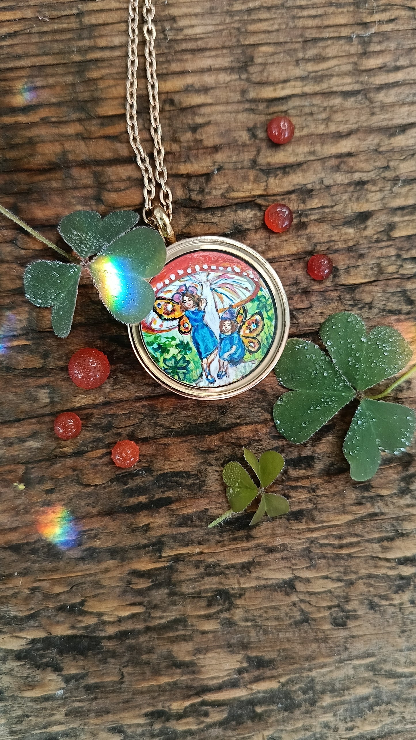 Mushroom fairy necklace