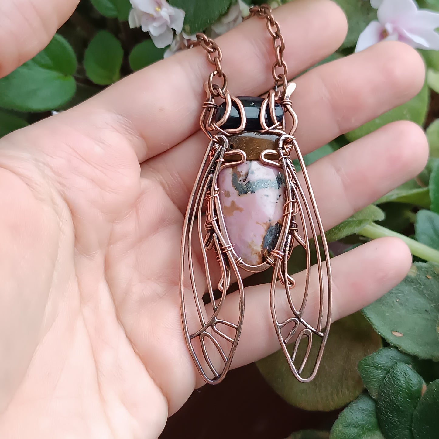 For Teresa. Cicada necklace
