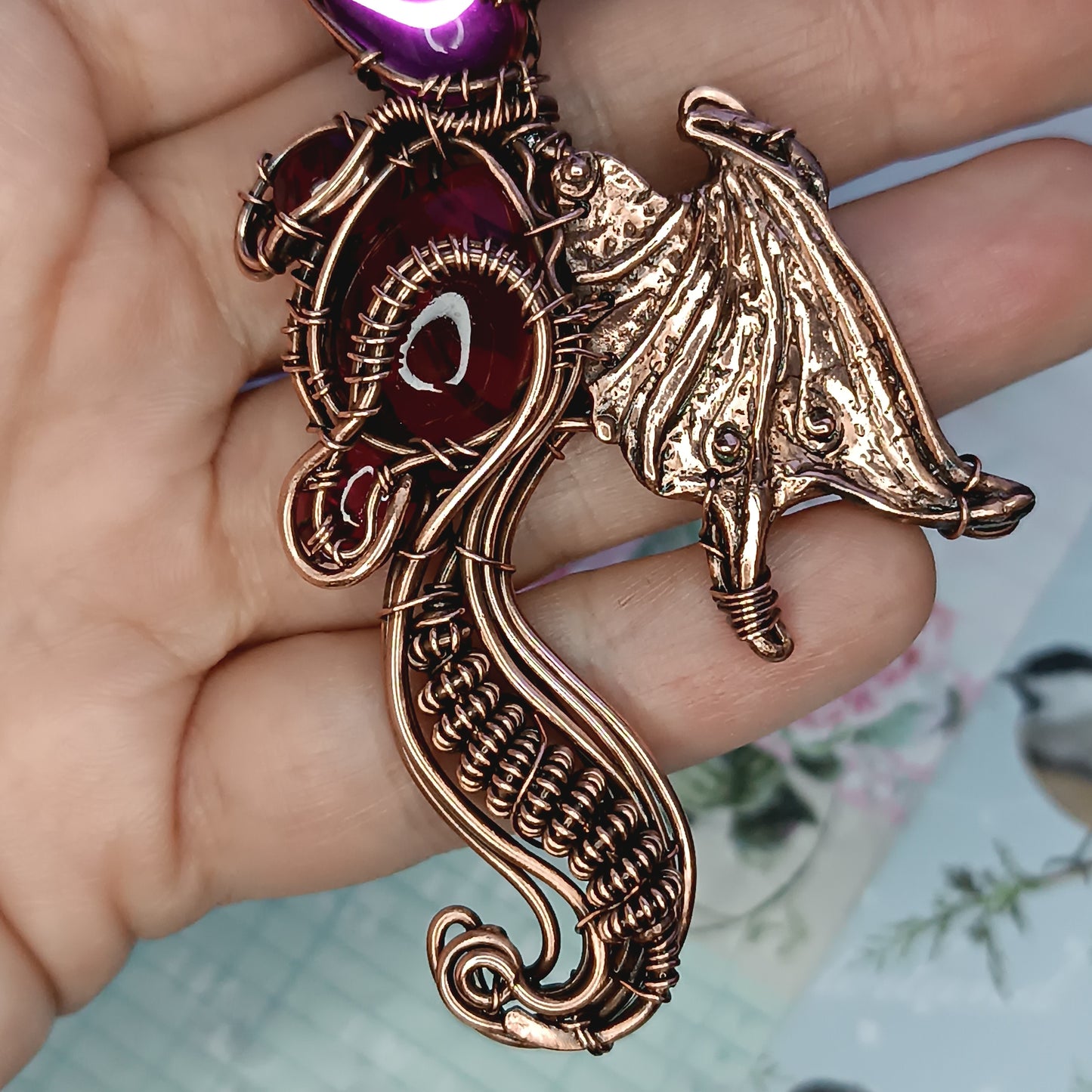 Pink SquirrelFly necklace