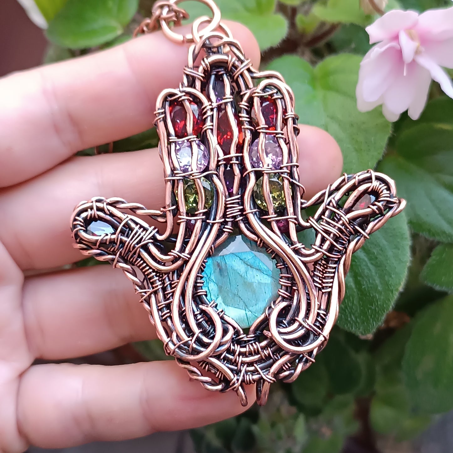 Hamsa hand necklace
