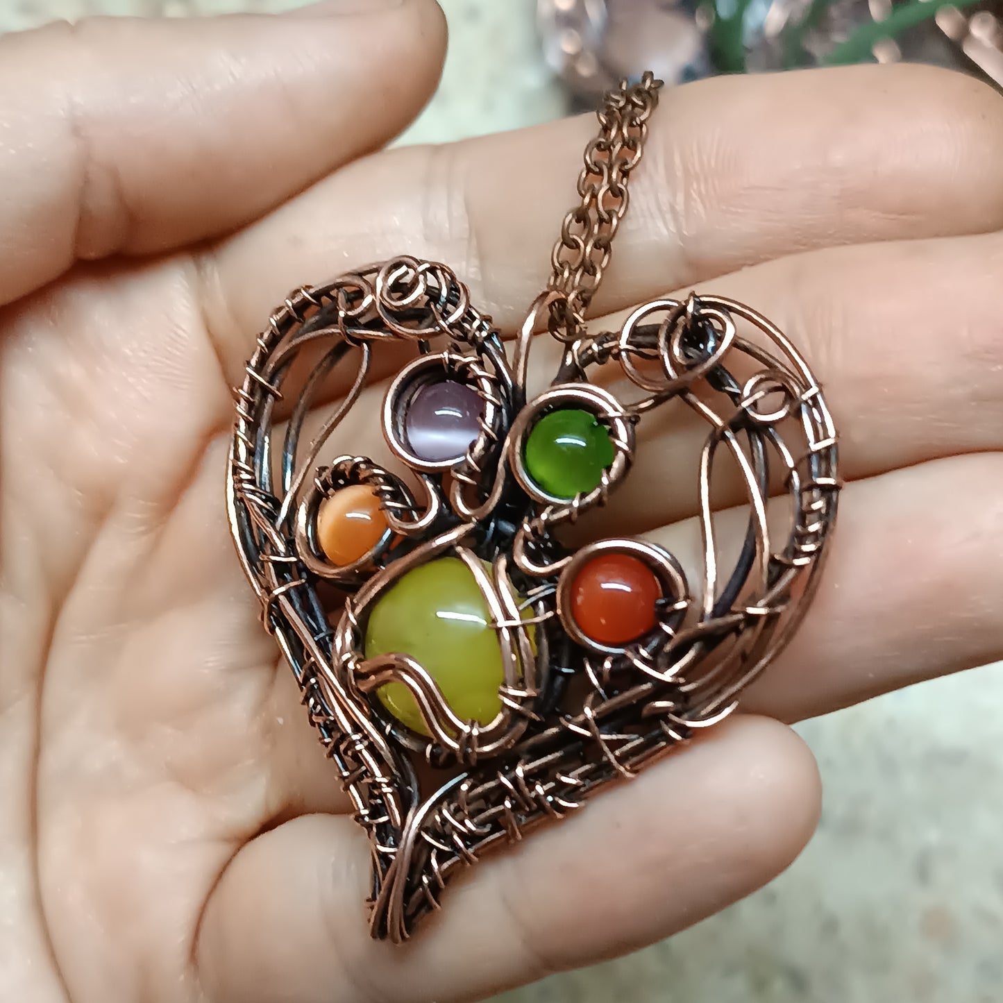 Rainbow paw heart necklace