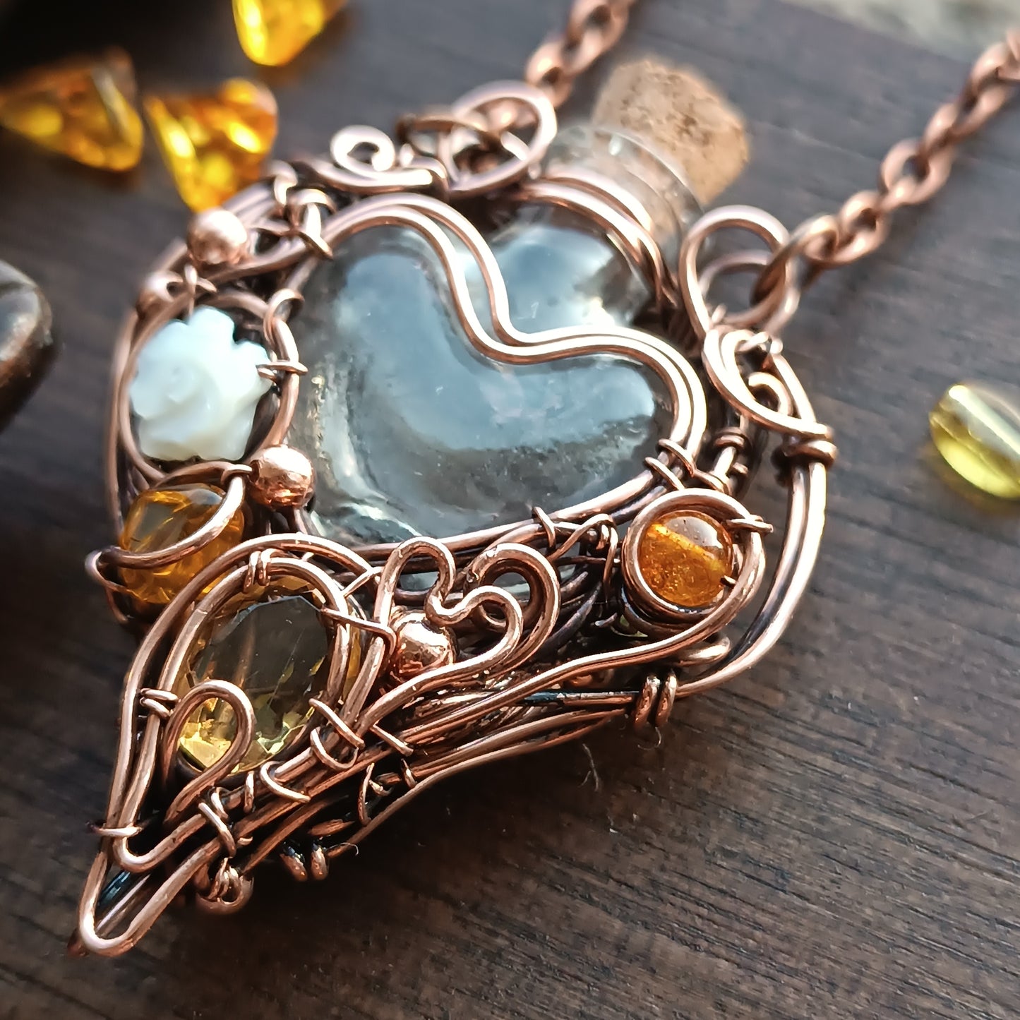 Citrine sunset. vial necklace