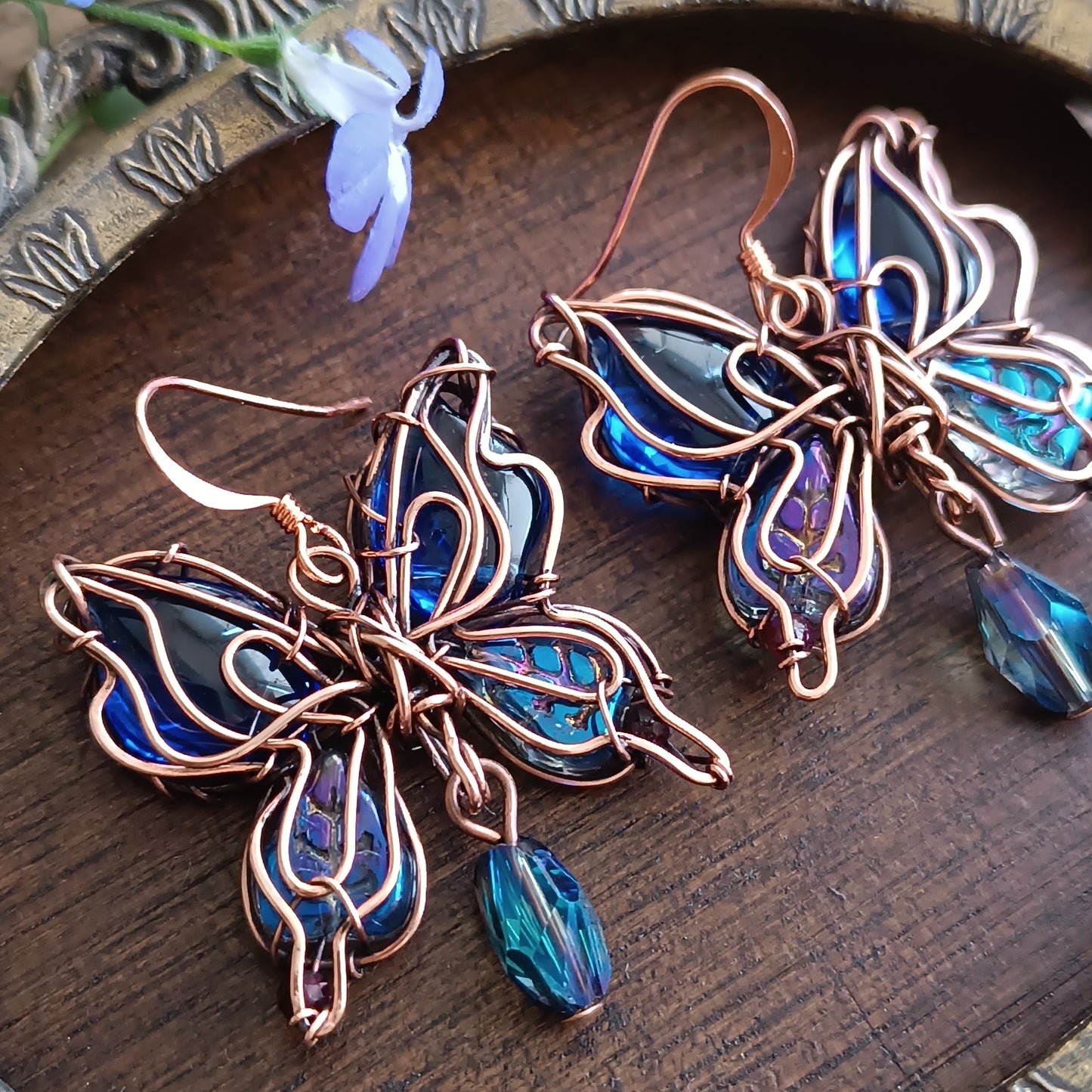 Iridescent butterfly earrings