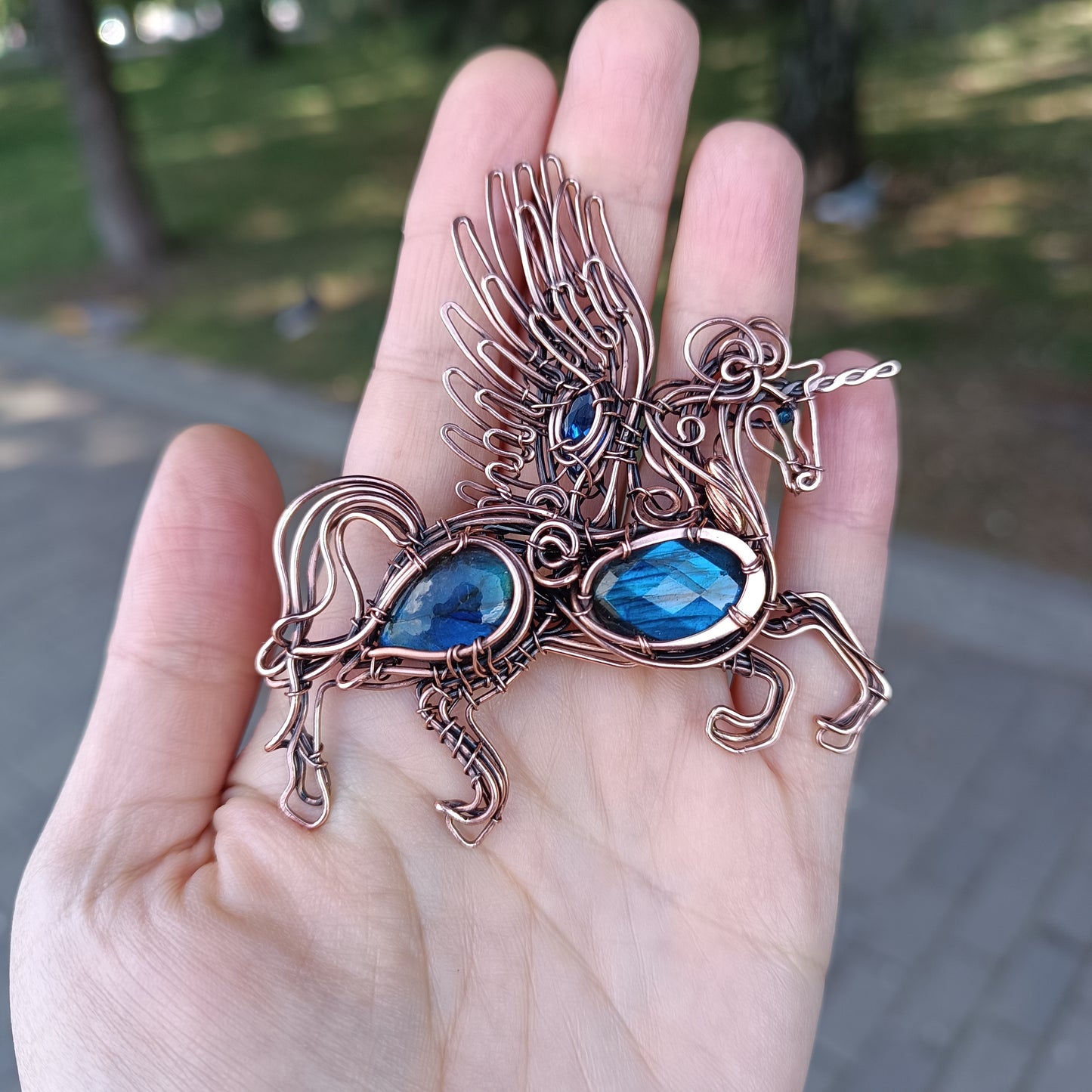 Blue thunder. Pegasus/Unicorn necklace