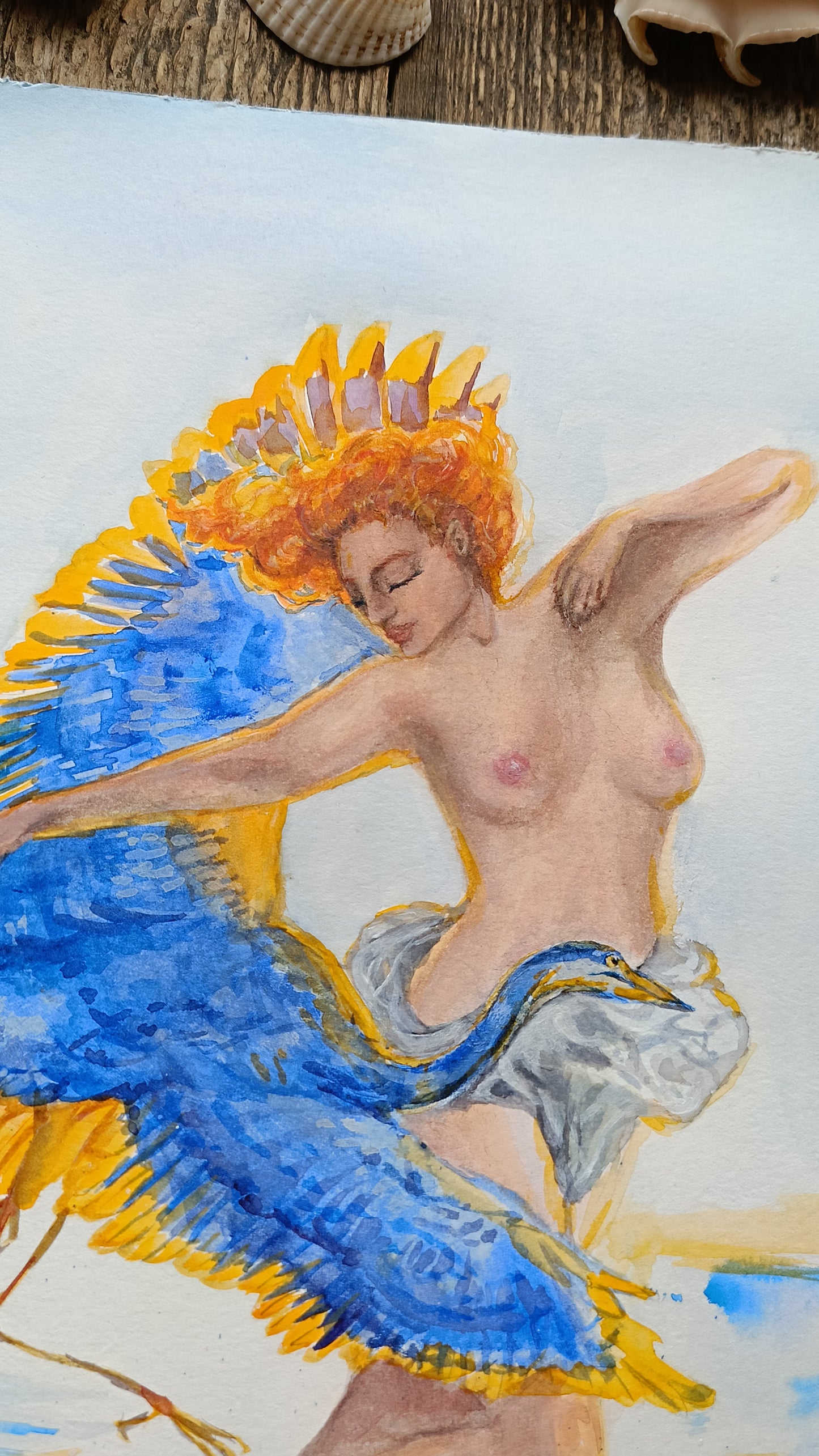 Foam born. Original watercolor on paper. Unframed.