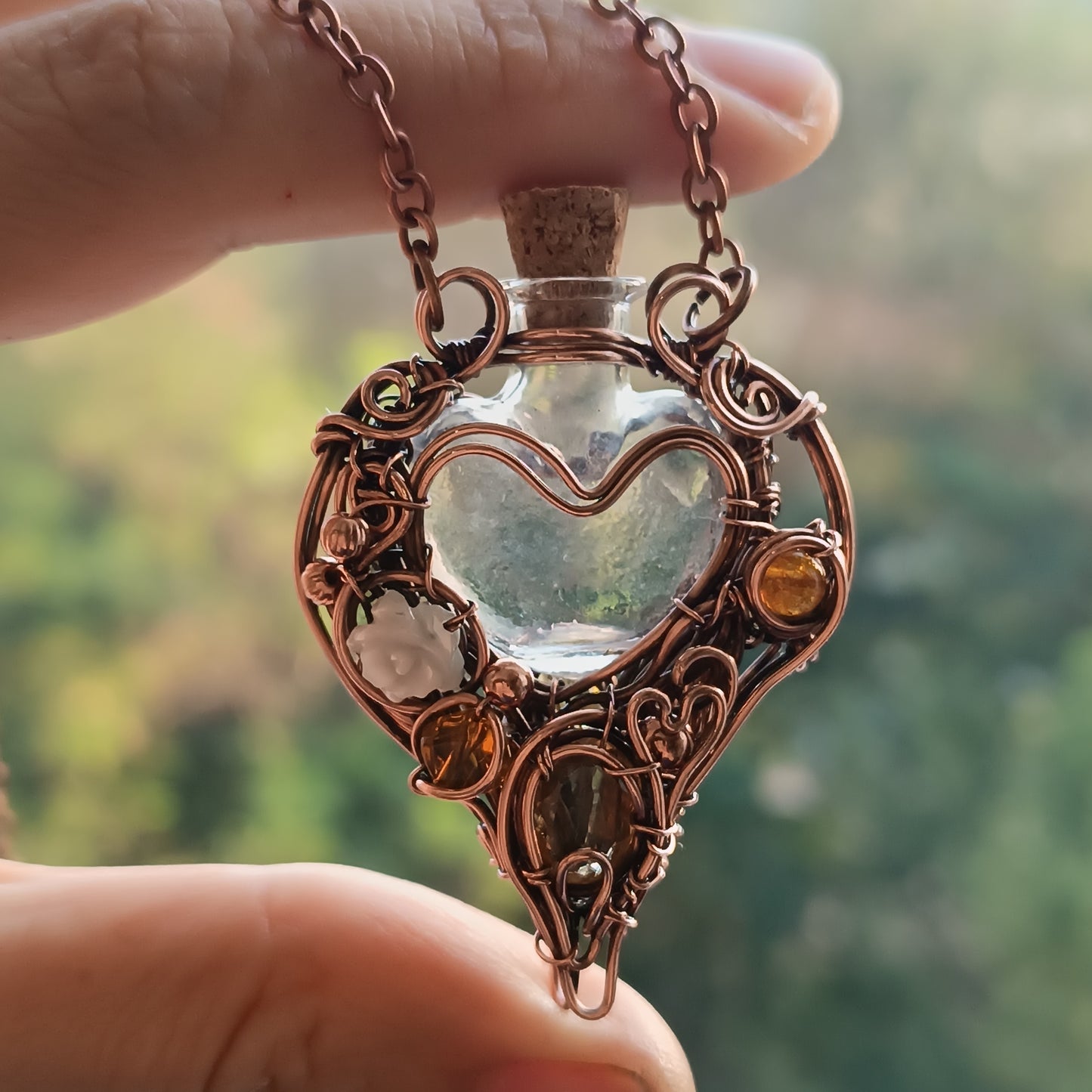 Citrine sunset. vial necklace