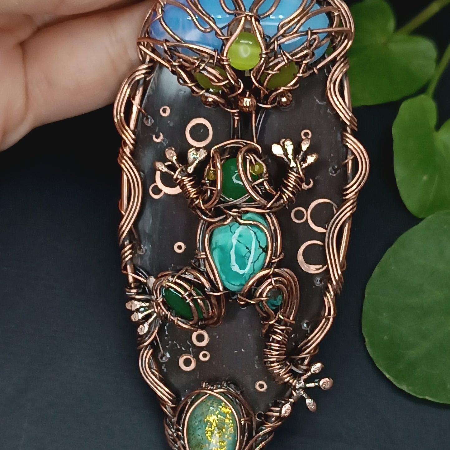 Frog and water lily necklace