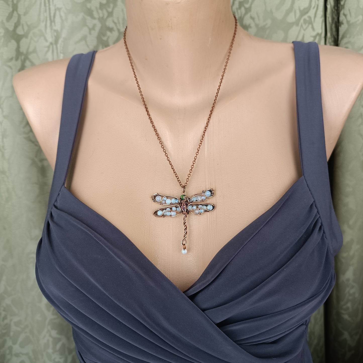 Morning dew dragonfly pendant