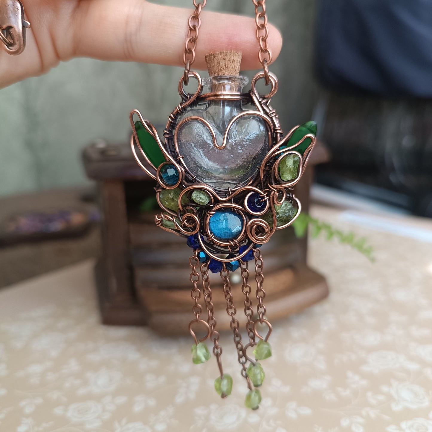Seagrass meadows. Vial necklace
