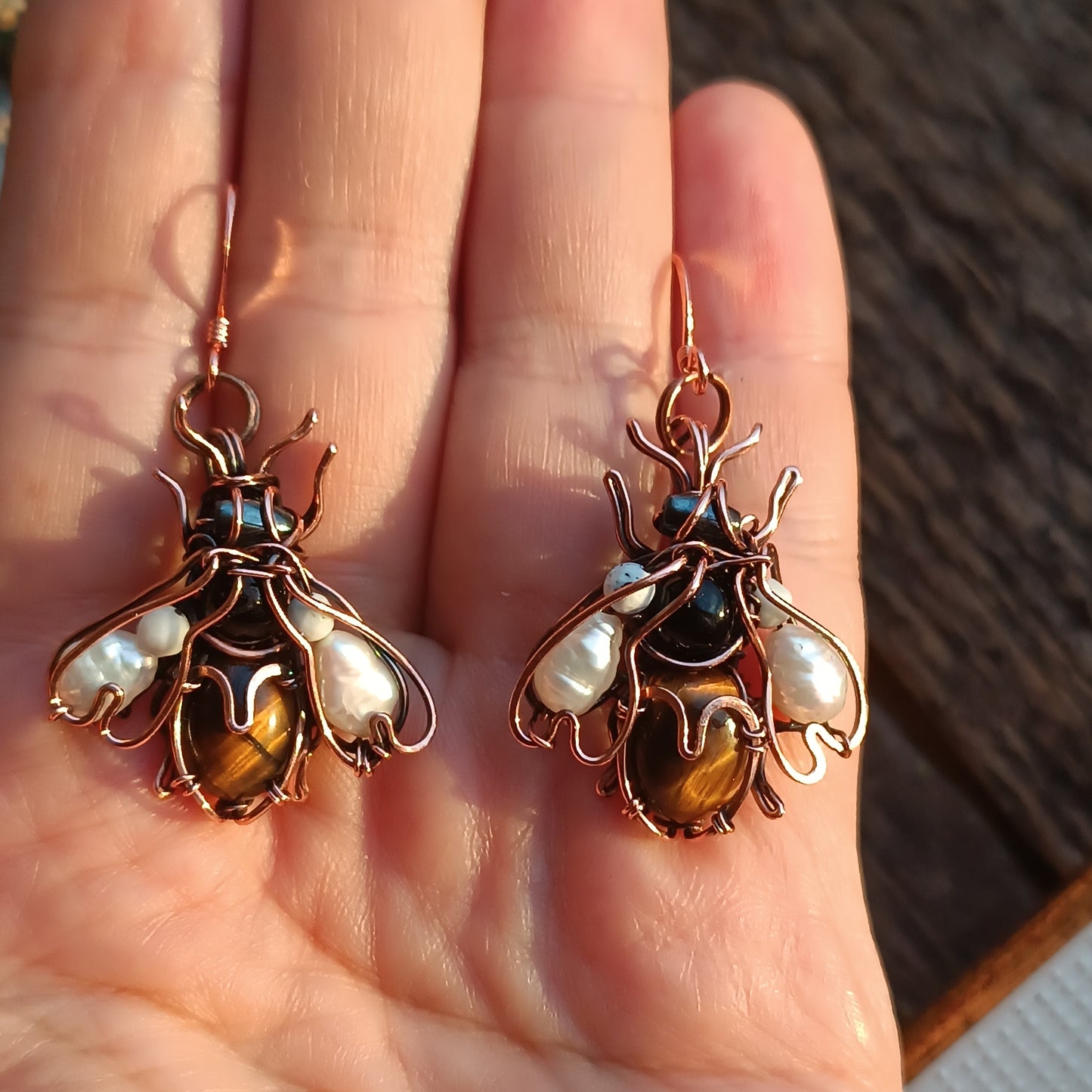 For Hanne. Bumblebee earrings