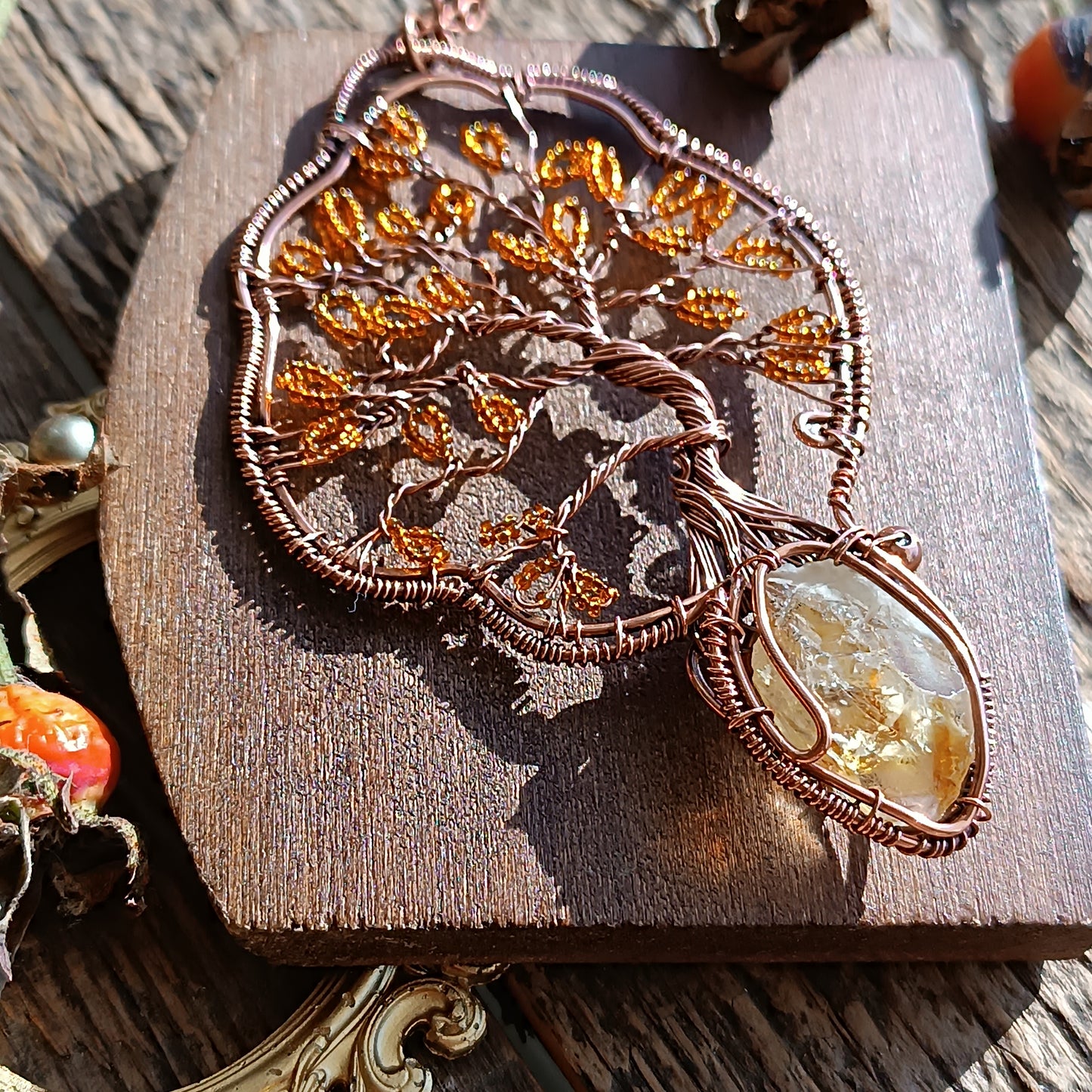 Citrine tree of life necklace