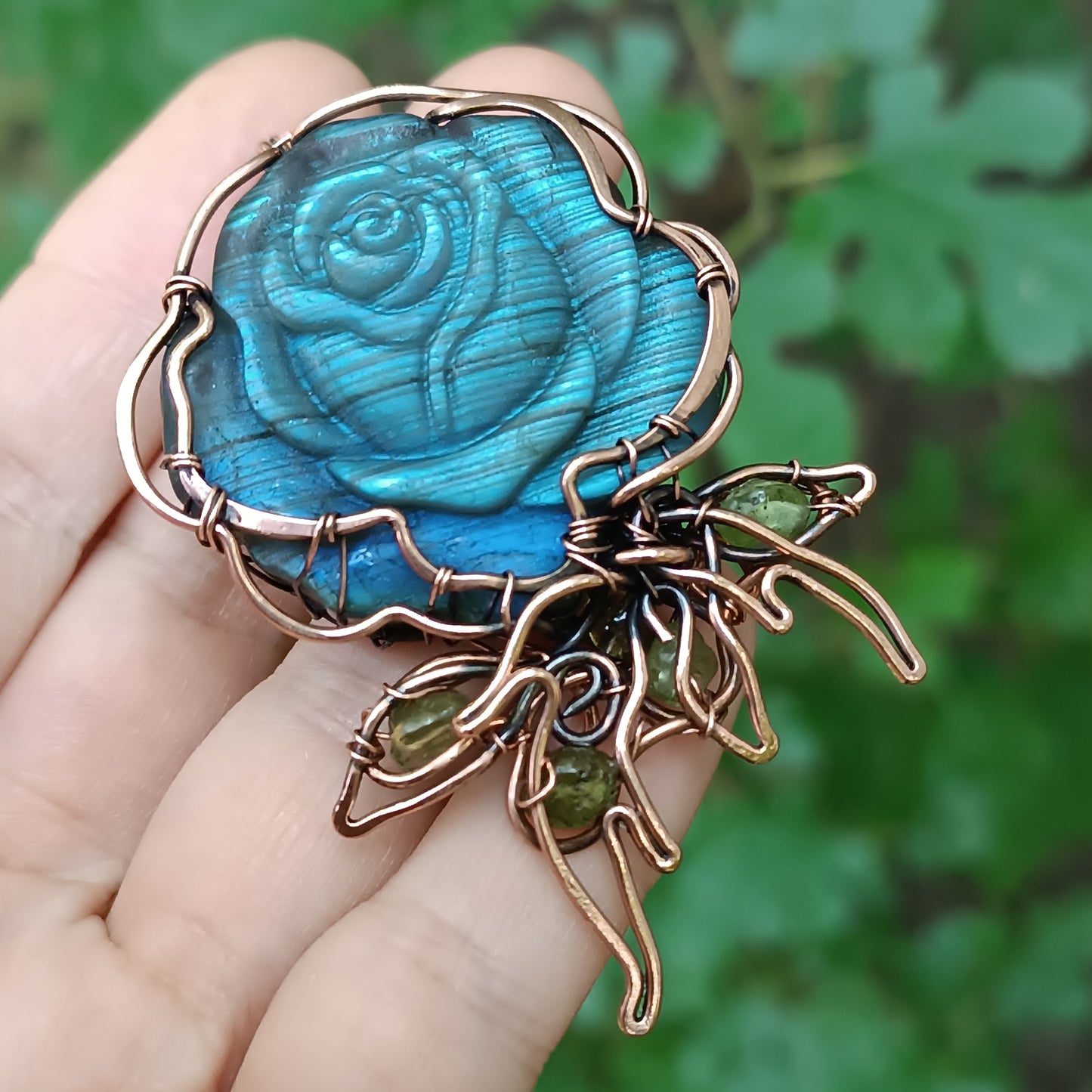 Blue rose pendant