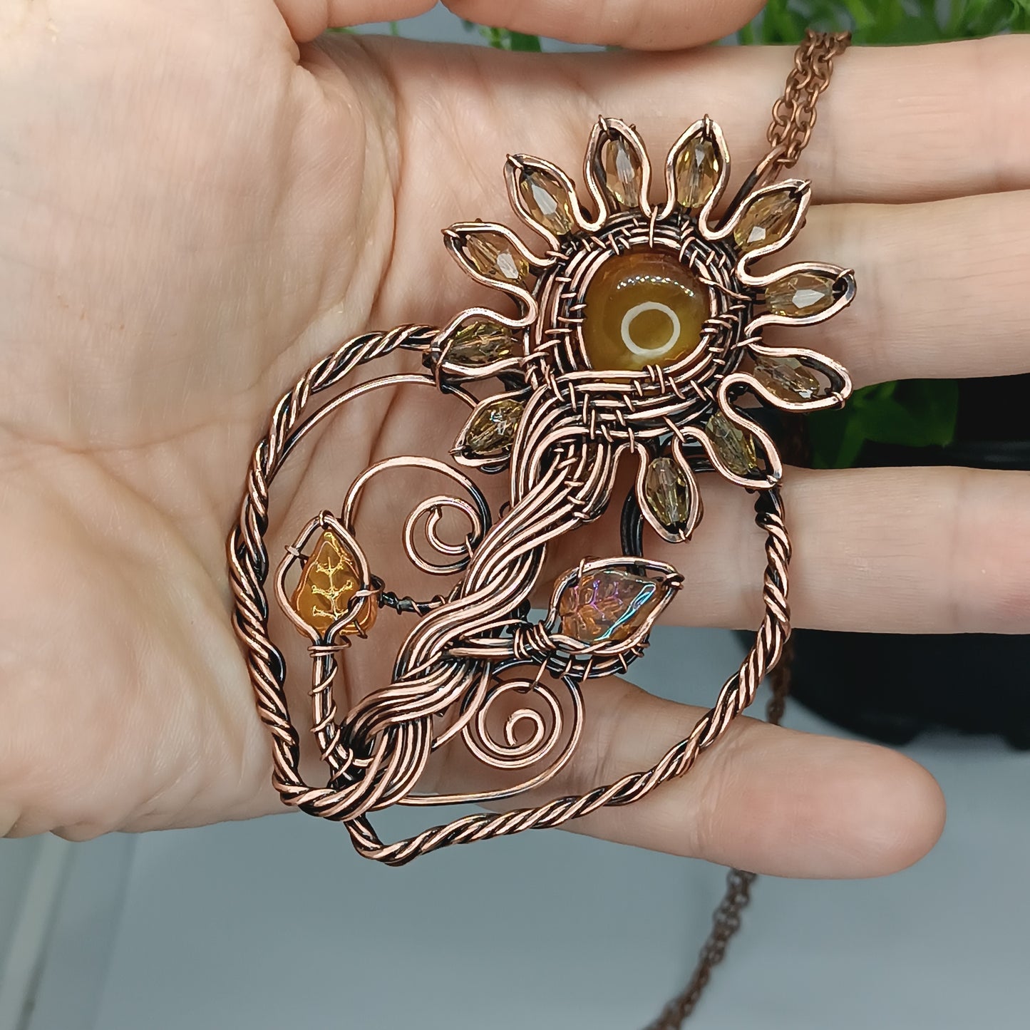 For Teresa. Sunflower necklace