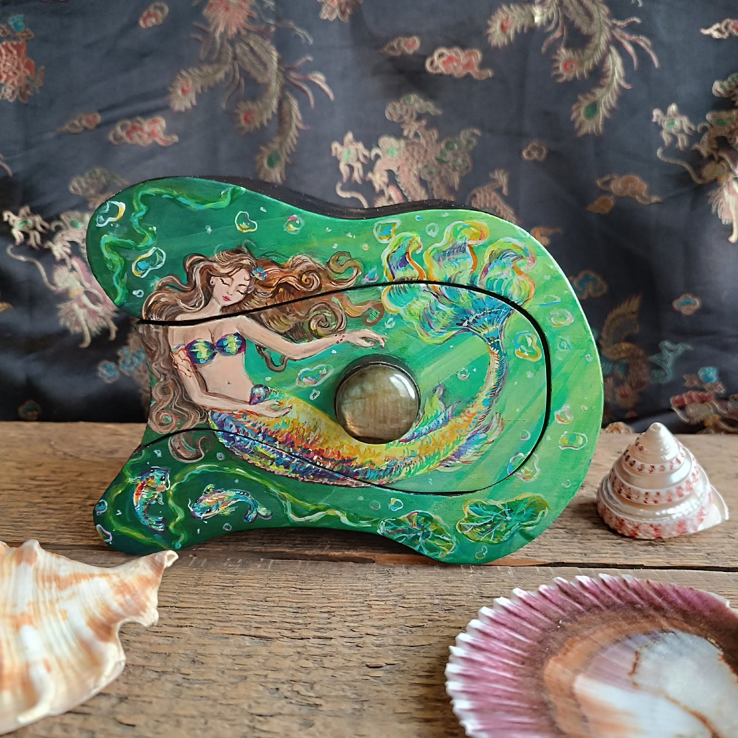 Collecting rainbow bubbles. Hand painted treasures box.