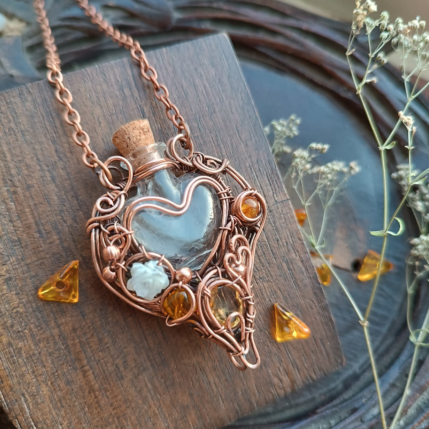 Citrine sunset. vial necklace
