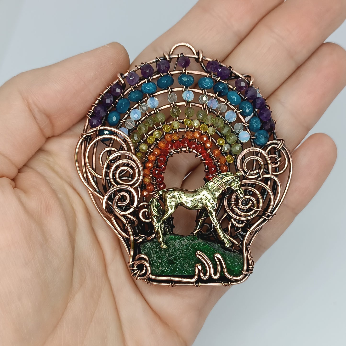 Rainbow horse necklace