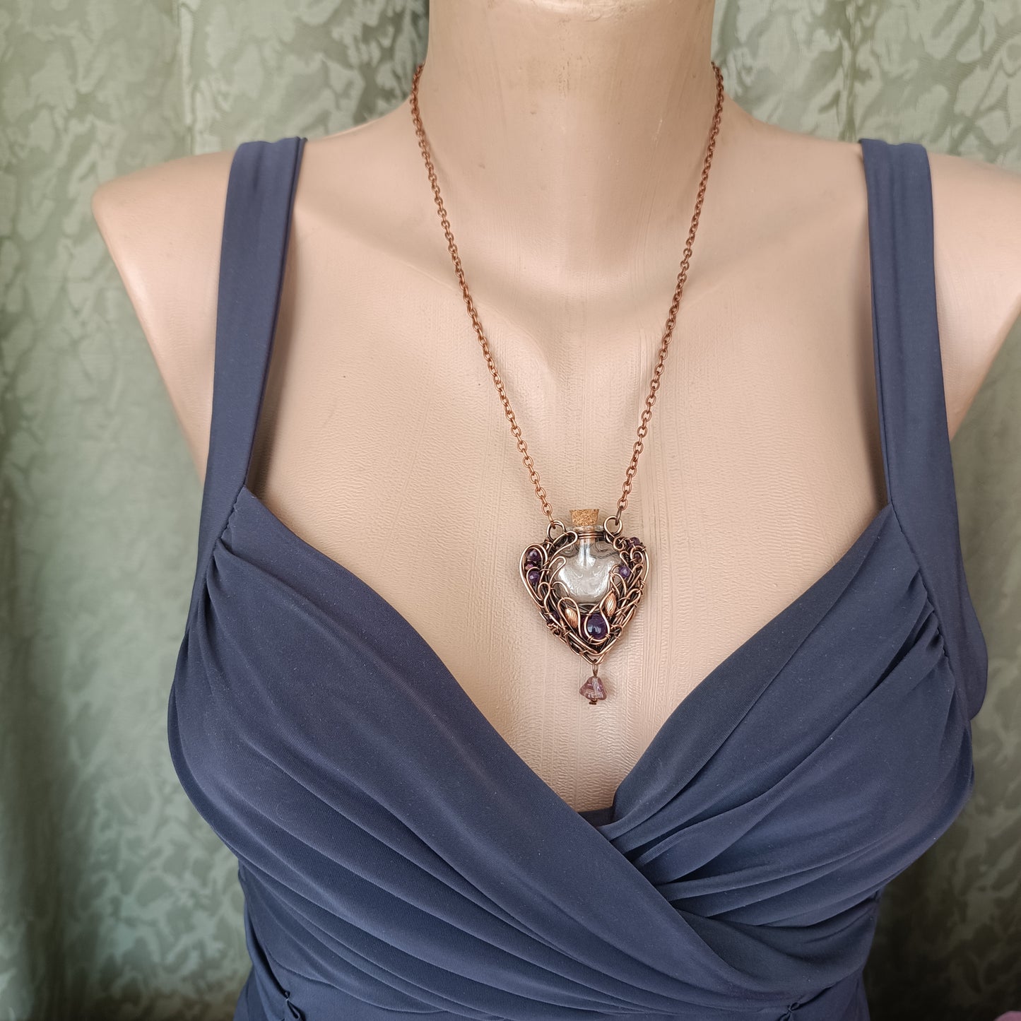 Dance of violets. Vial necklace