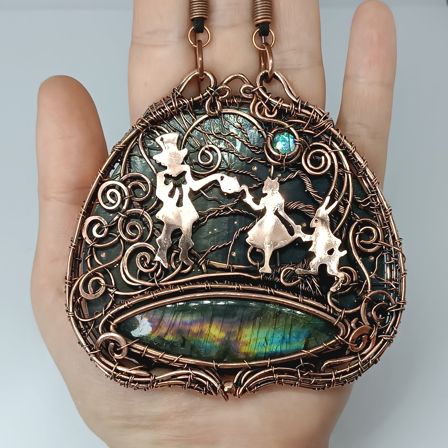 Wire wrapped statement necklace