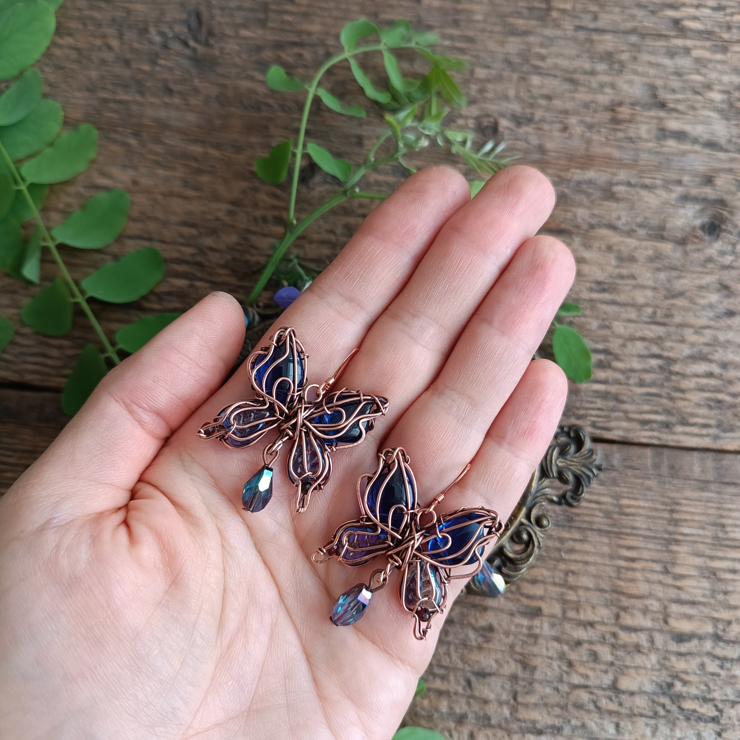 Iridescent butterfly earrings