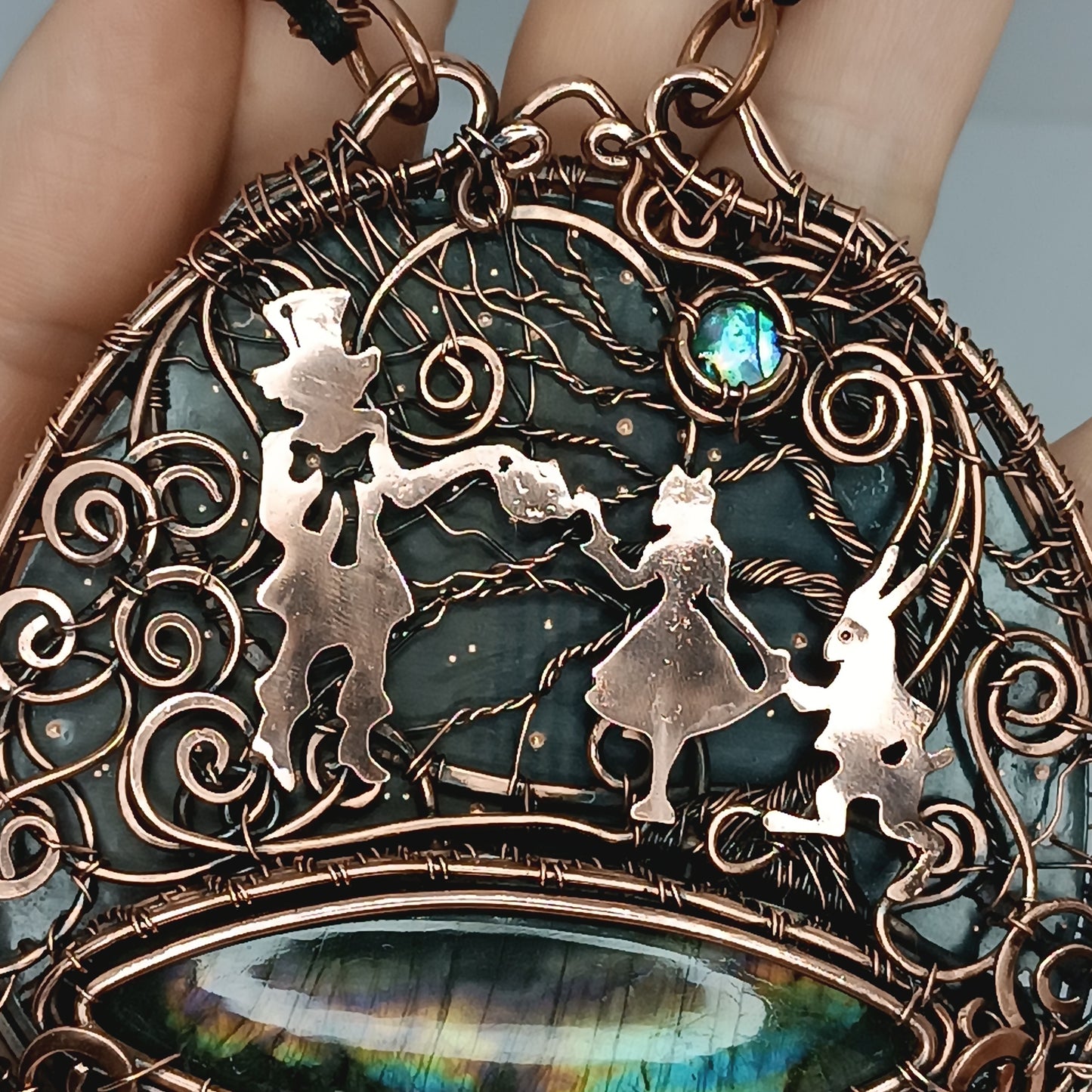 Wire wrapped statement necklace