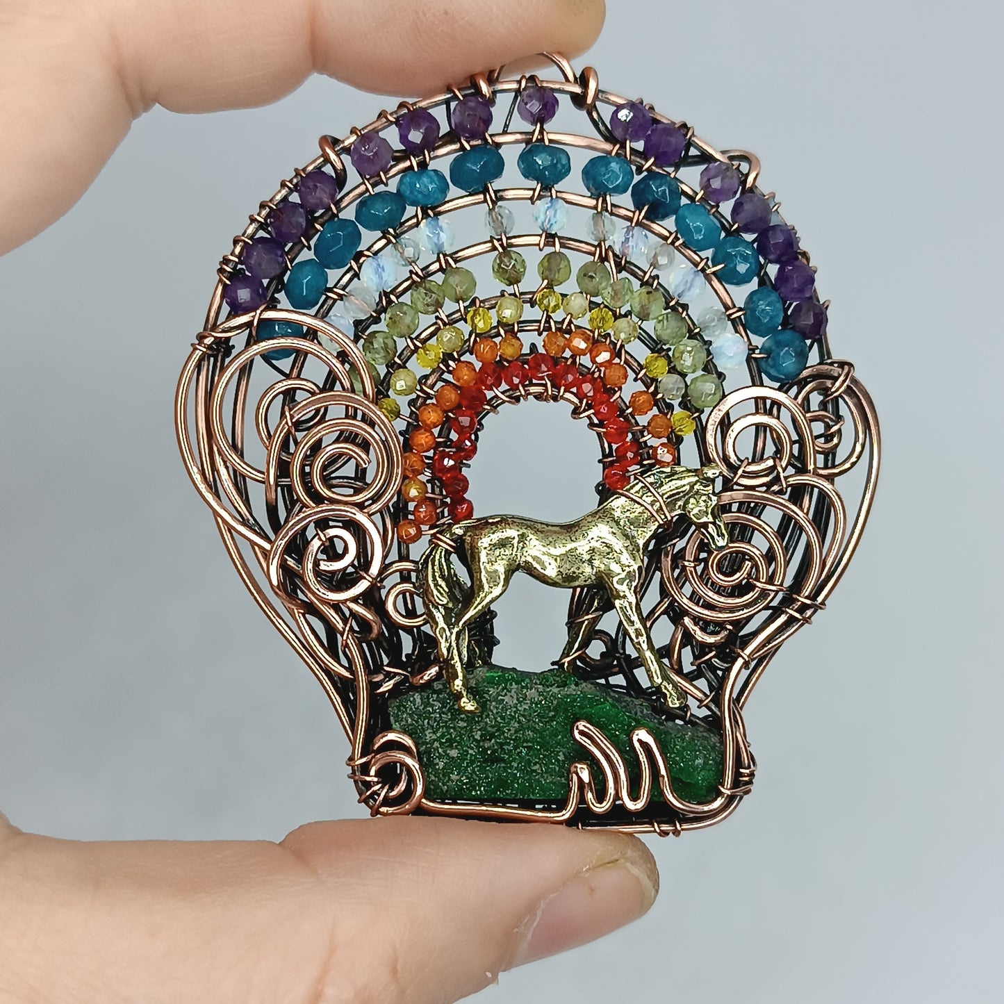 Rainbow horse necklace