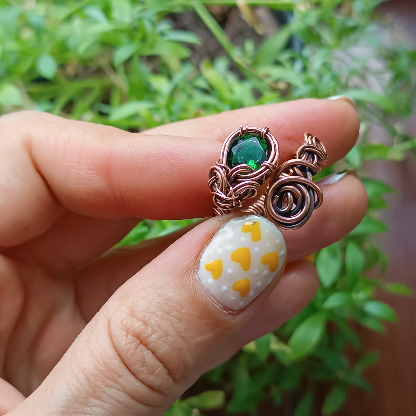 Green CZ adjustable ring