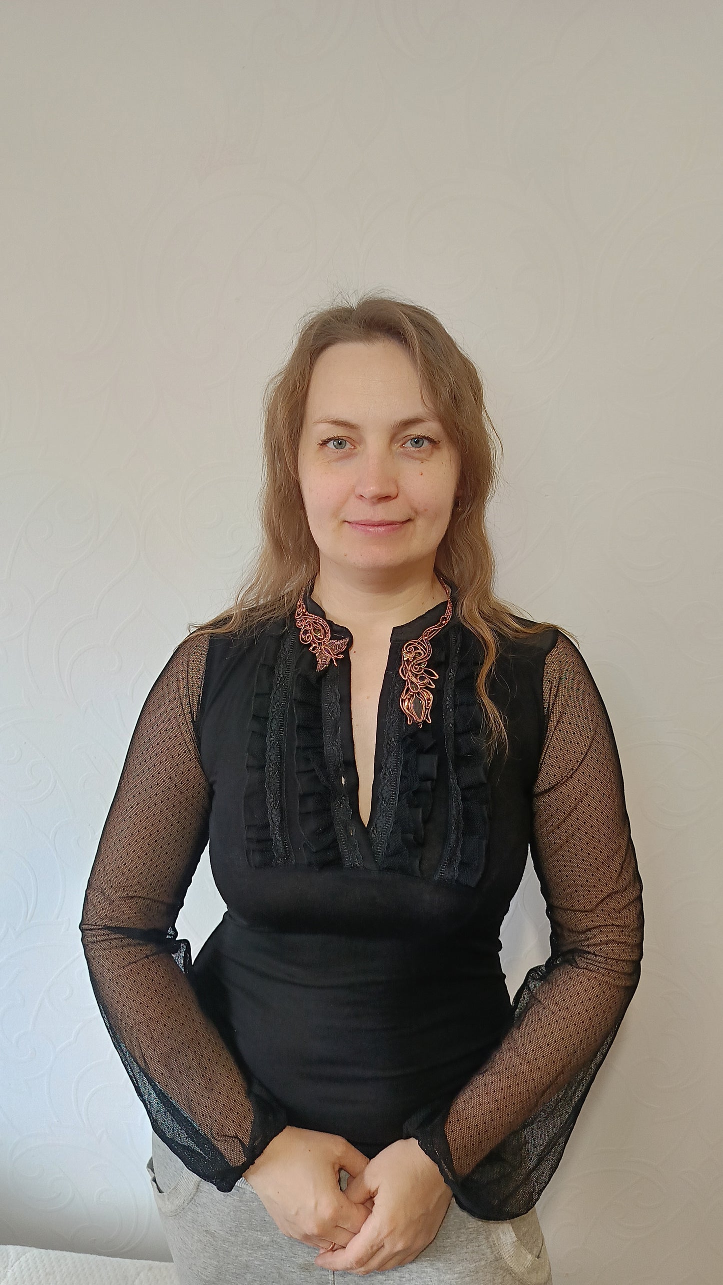 Dance of the lilac butterfly. Adjustable collar necklace.