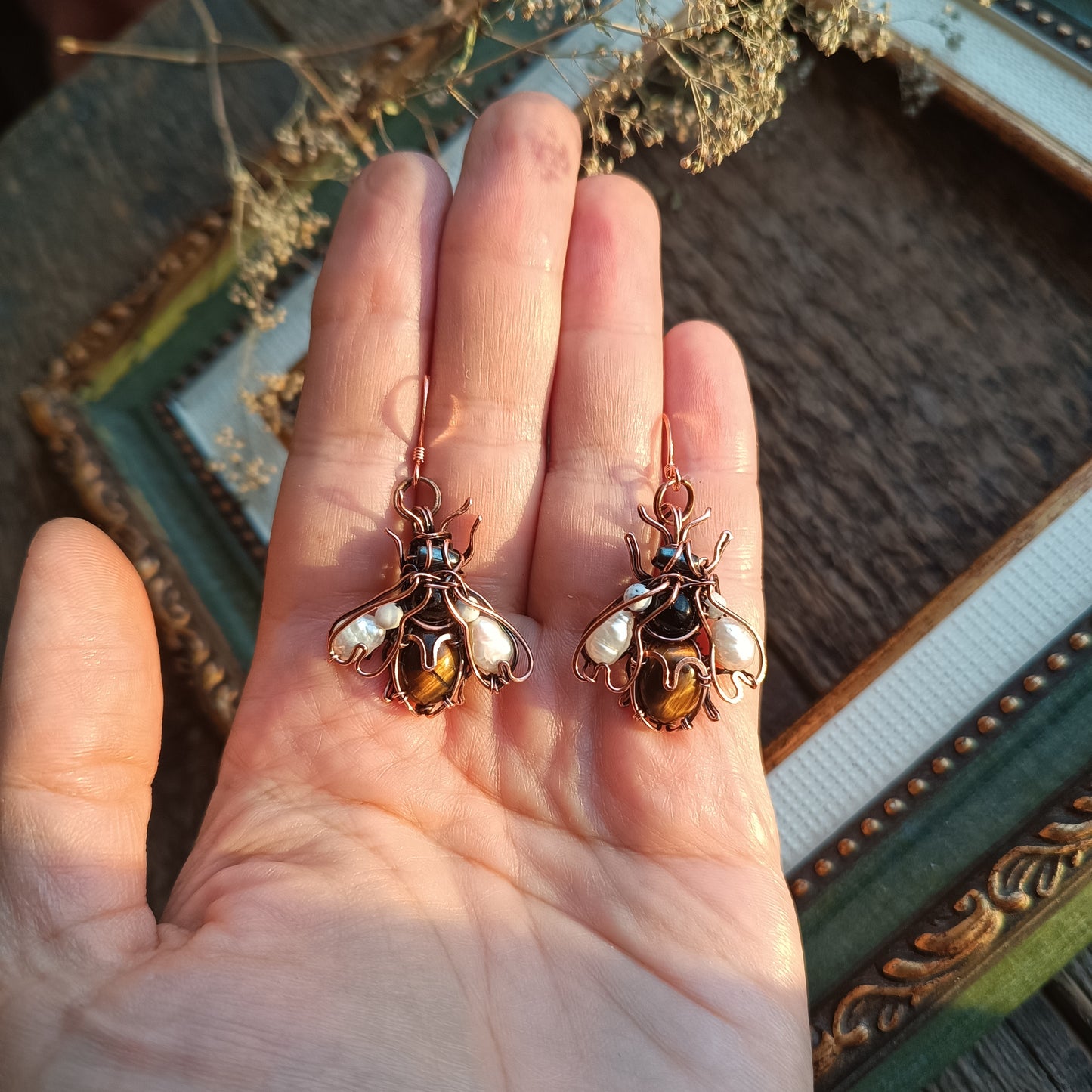 For Hanne. Bumblebee earrings