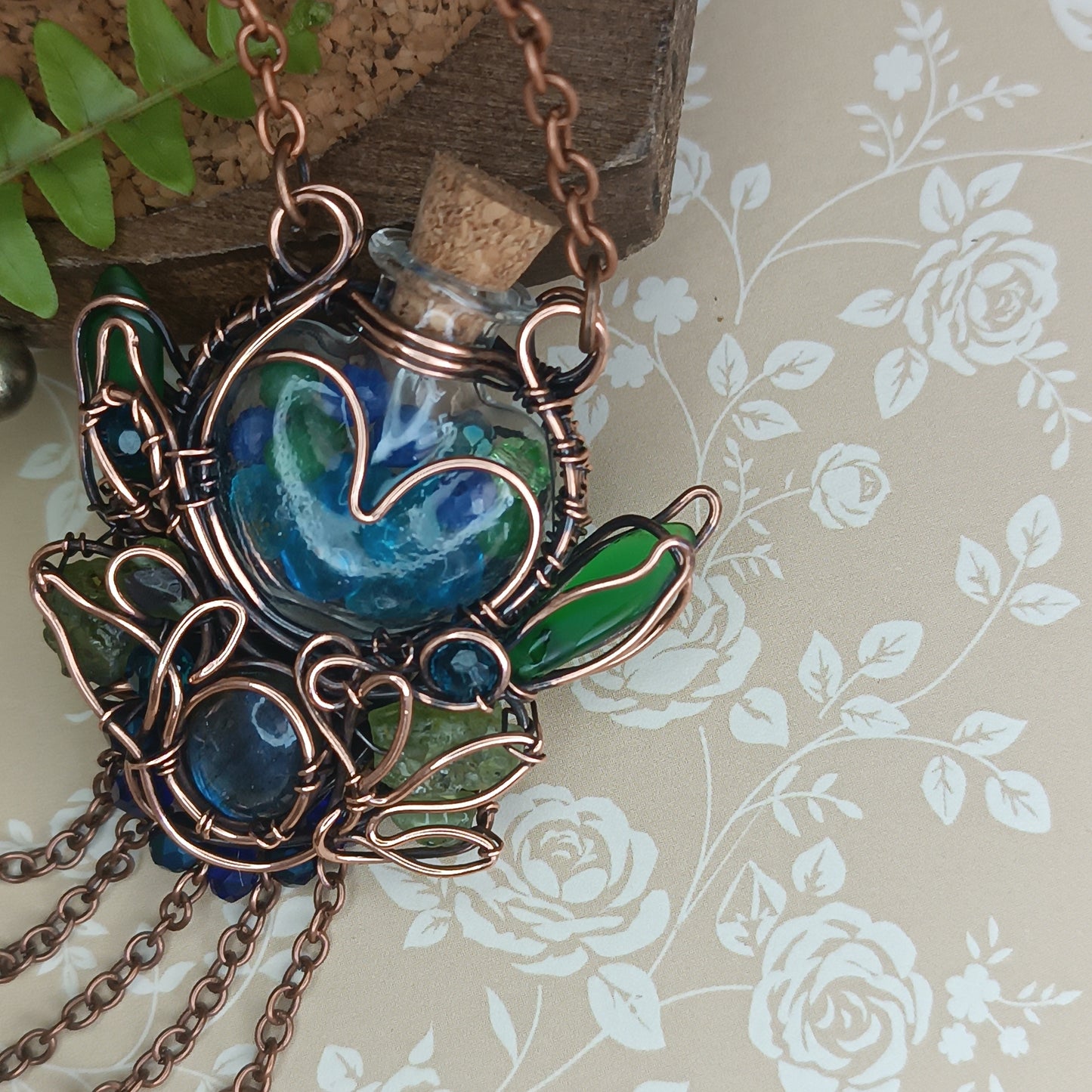Seagrass meadows. Vial necklace