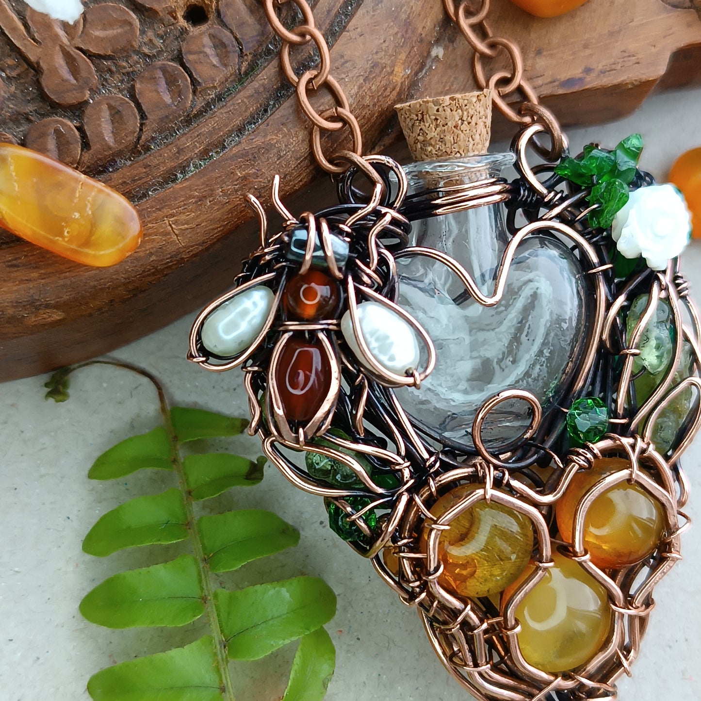BEEnevolent Summer. Vial necklace