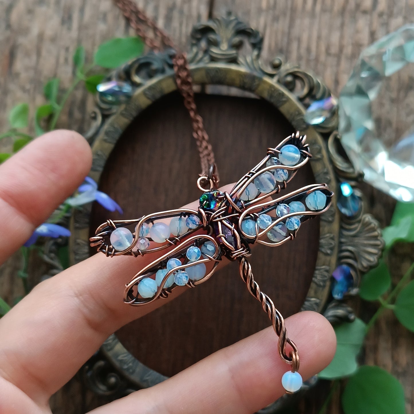 Morning dew dragonfly pendant