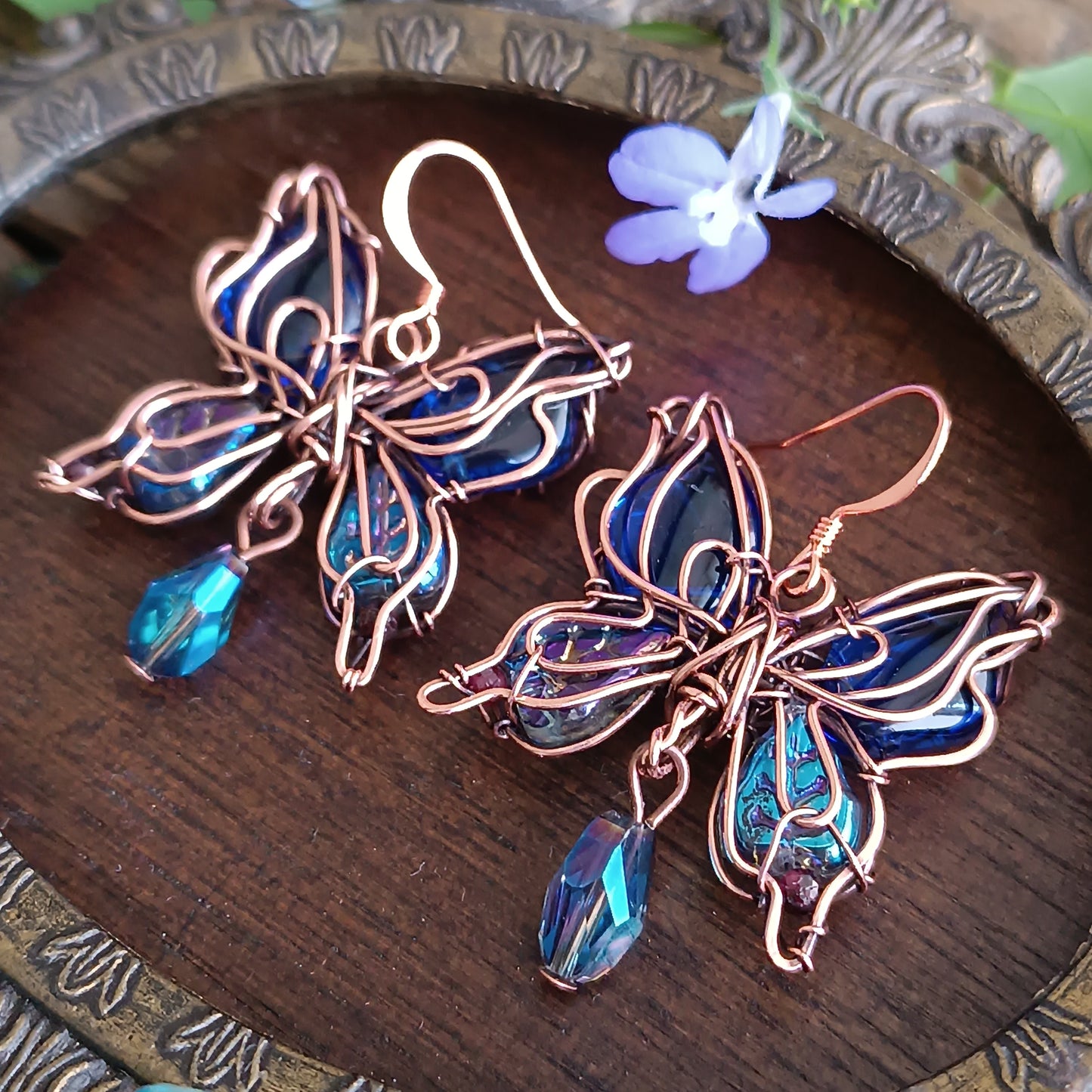 Iridescent butterfly earrings
