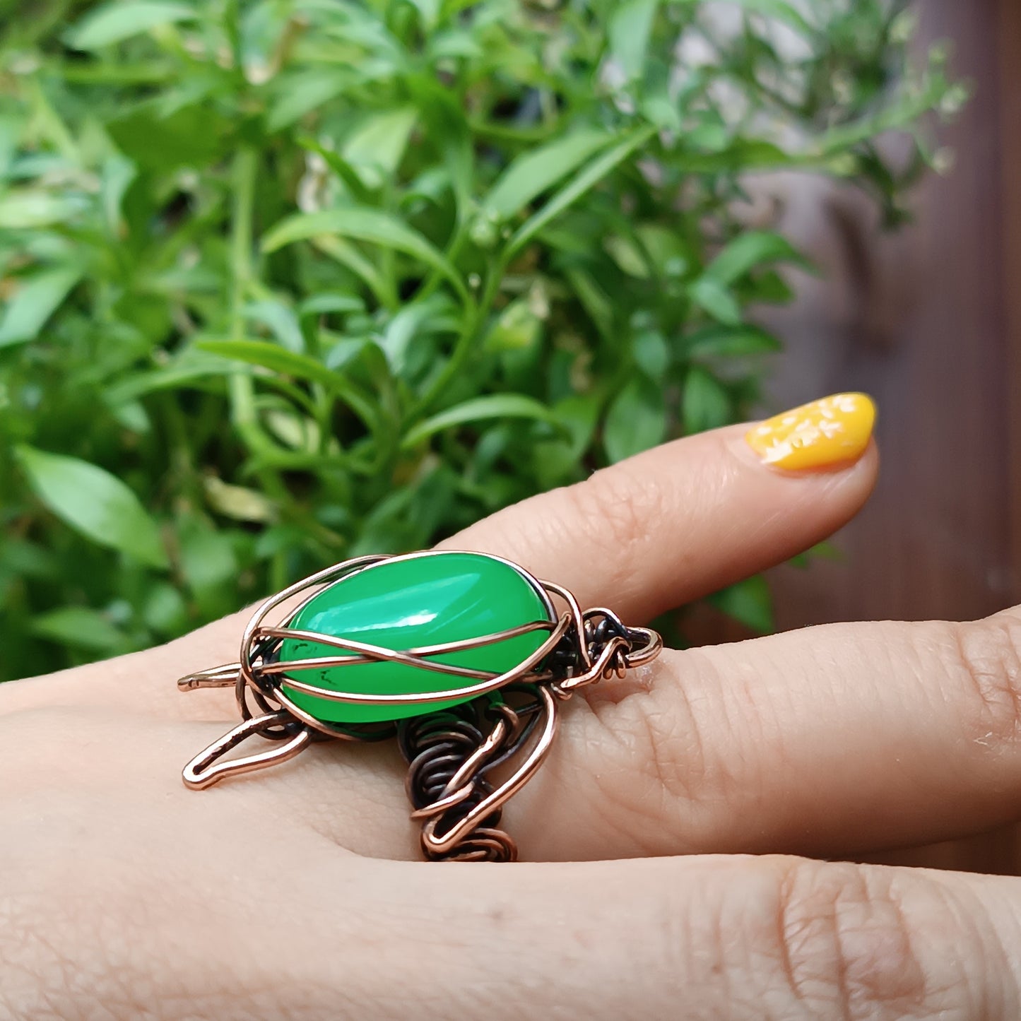 Green jade turtle ring. Size 5 US