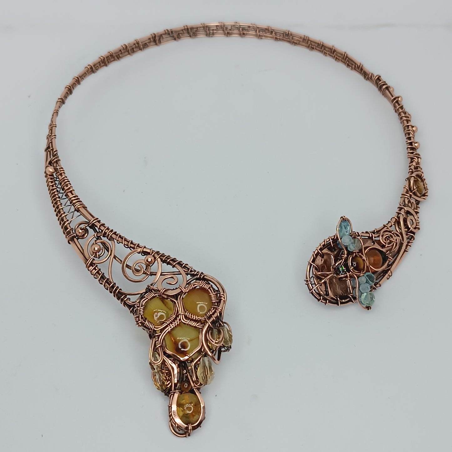 Bee and honey combs Collar necklace