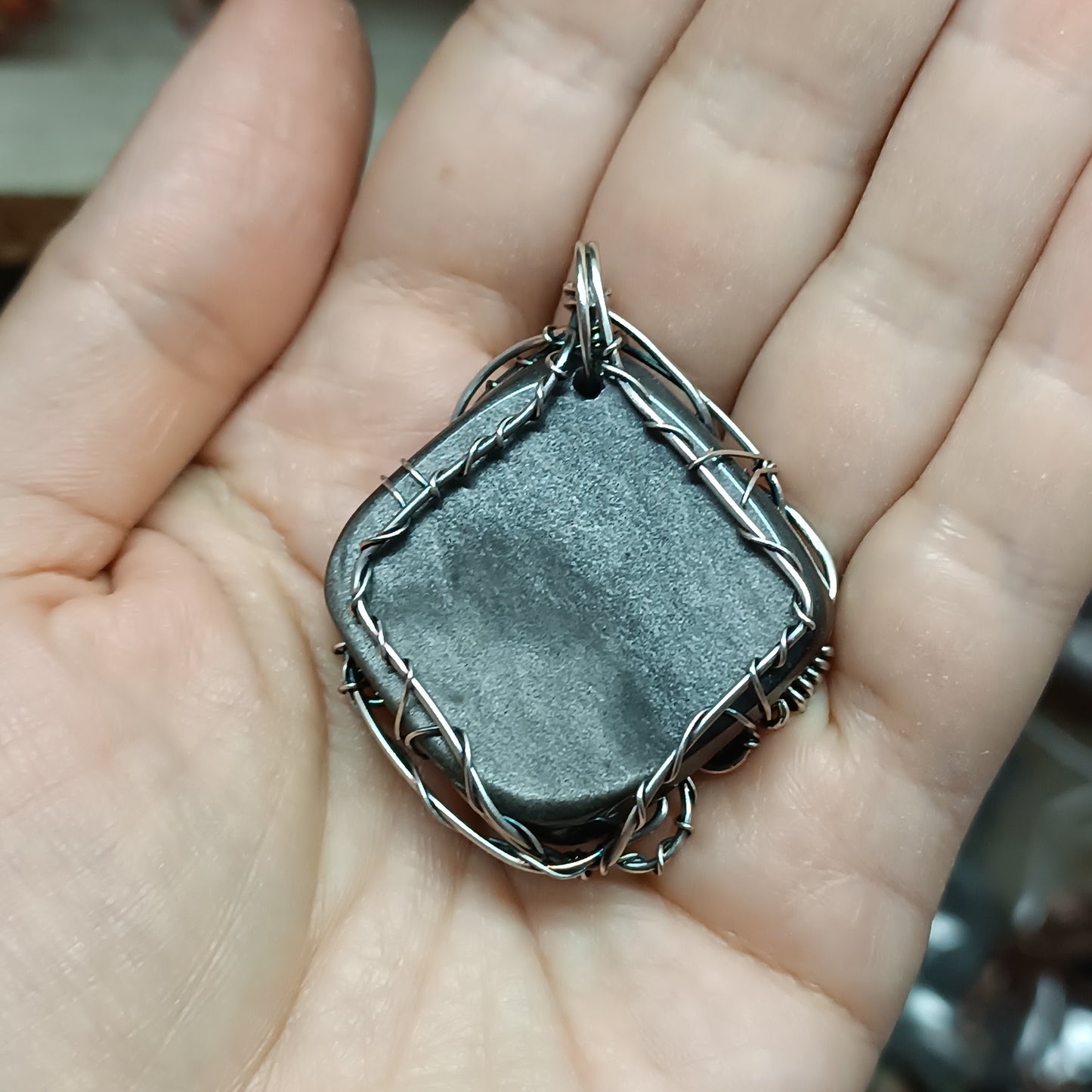 Obsidian fox wrapped in 925 silver. No chain.