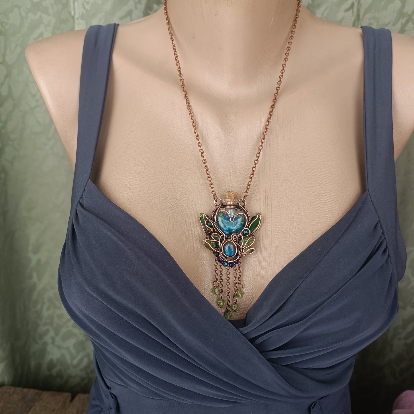 Seagrass meadows. Vial necklace