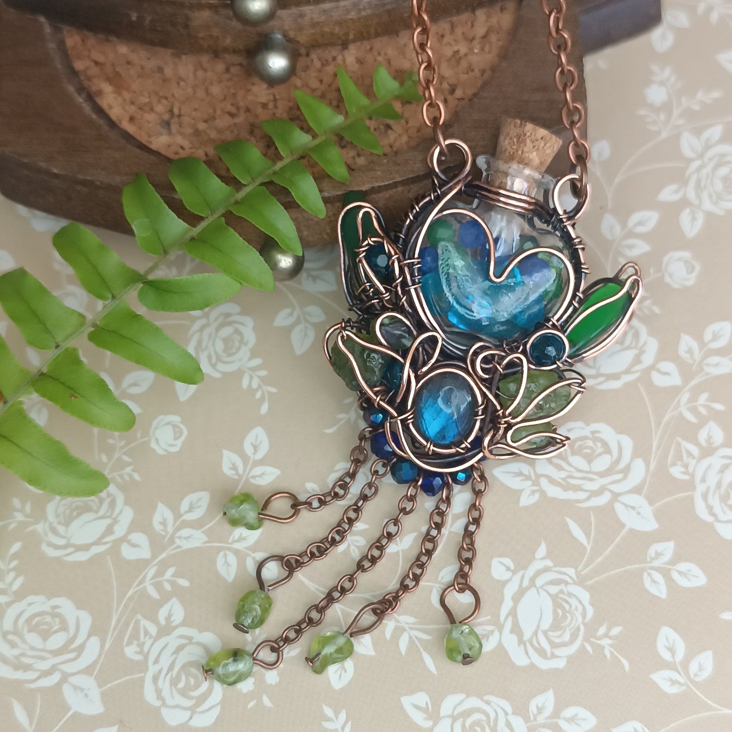 Seagrass meadows. Vial necklace