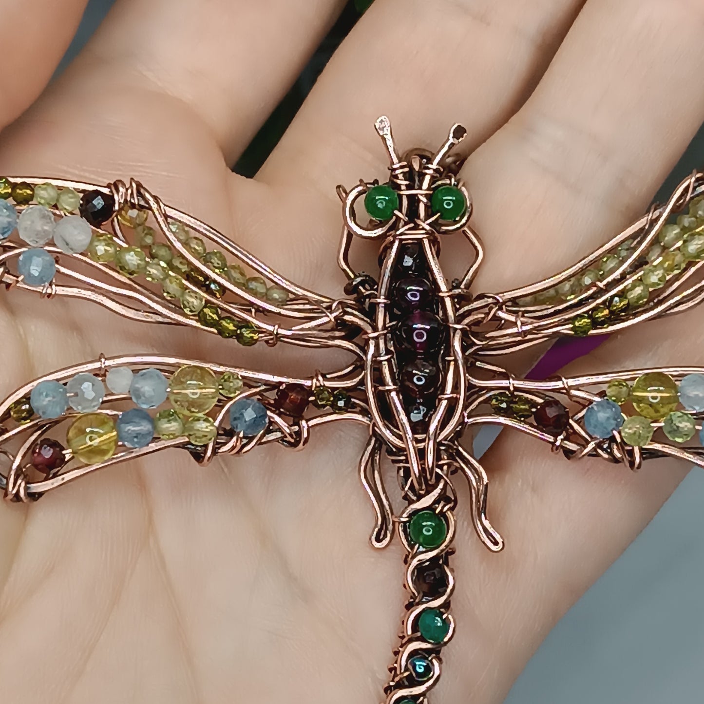 Sparkling wings dragonfly necklace