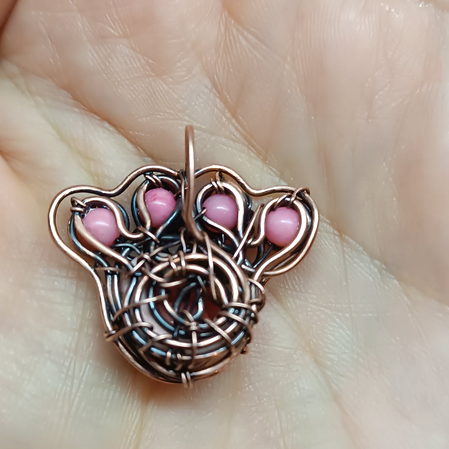 Cute pink paw pendant