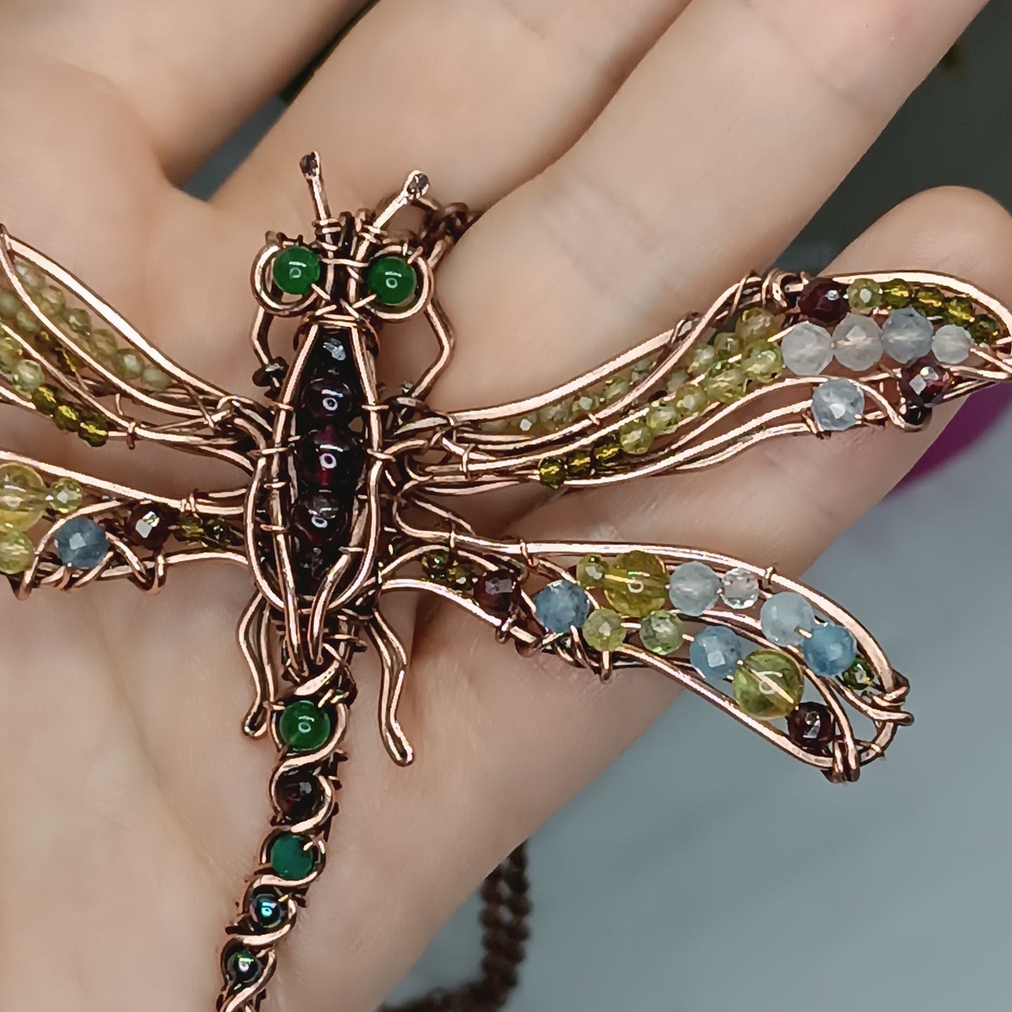 Sparkling wings dragonfly necklace