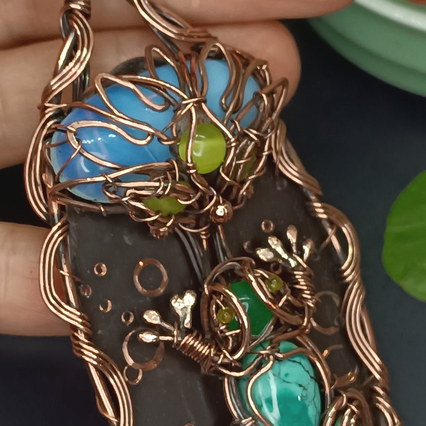 Frog and water lily necklace