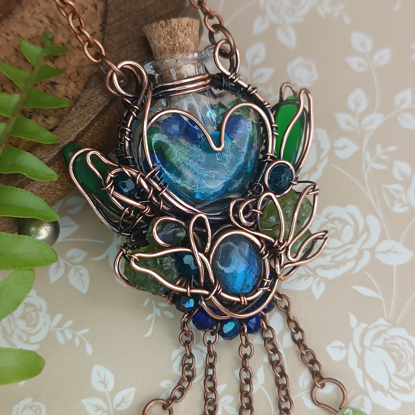 Seagrass meadows. Vial necklace