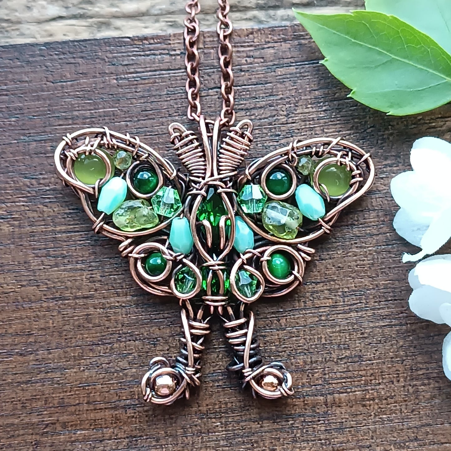 Luna moth necklace