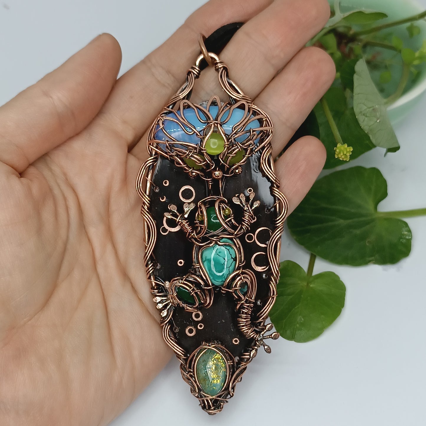 Frog and water lily necklace