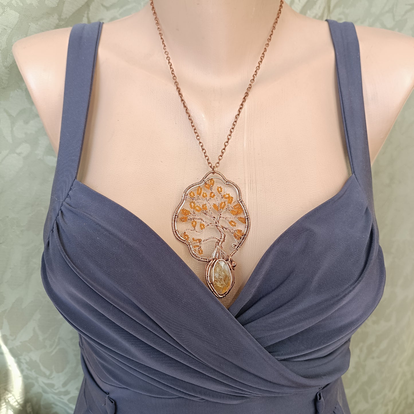 Citrine tree of life necklace