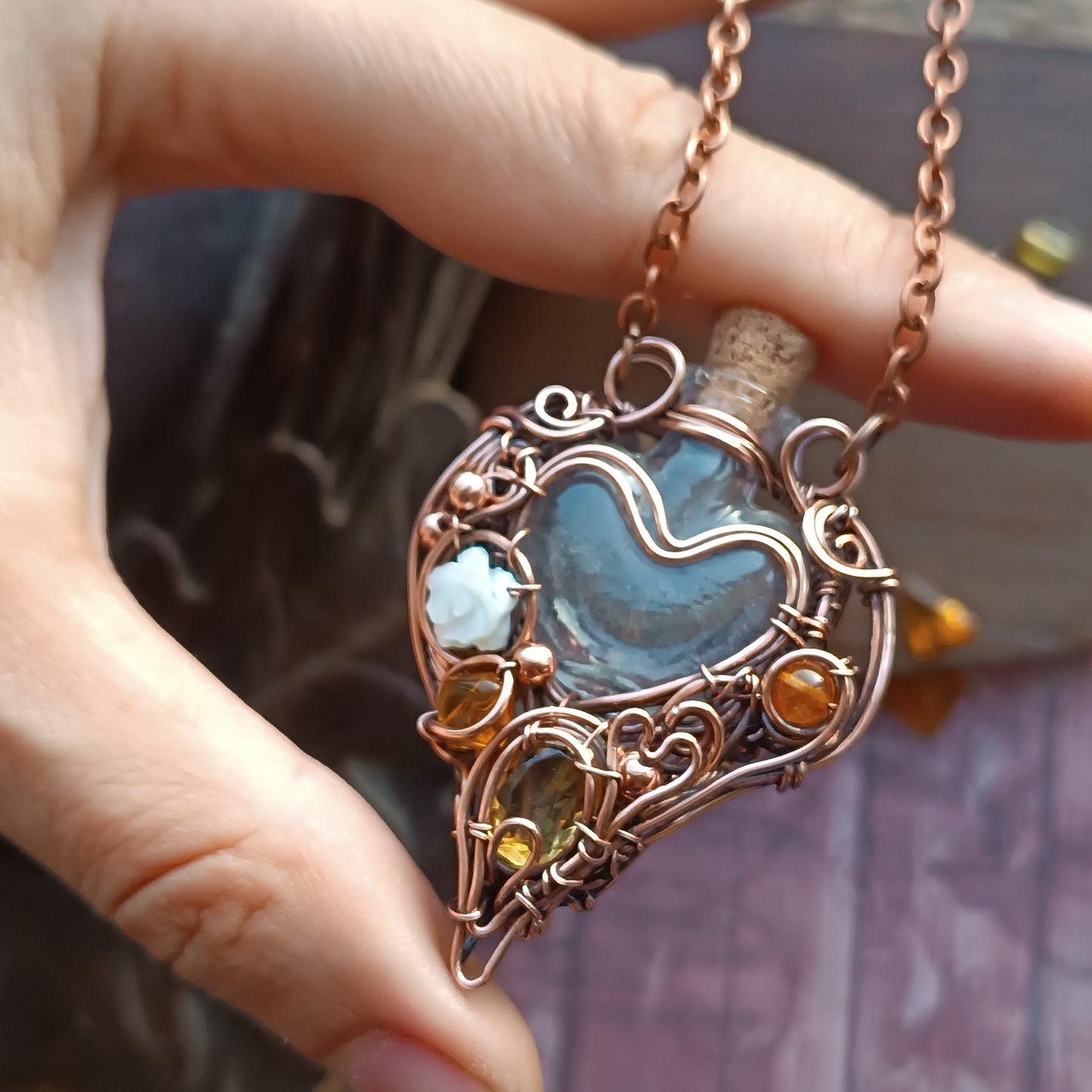 Citrine sunset. vial necklace