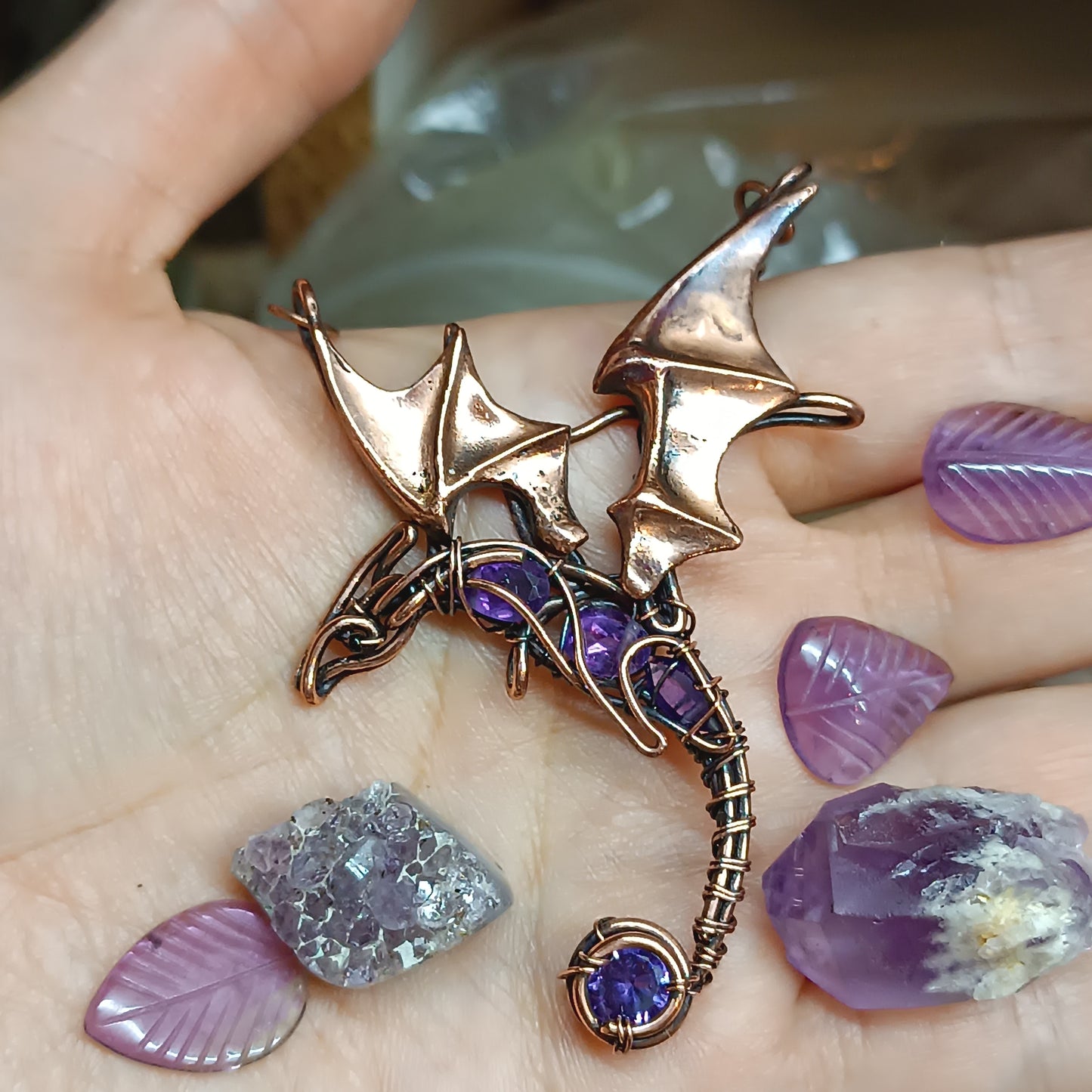 For Eustacia. Amethyst dragon pendant