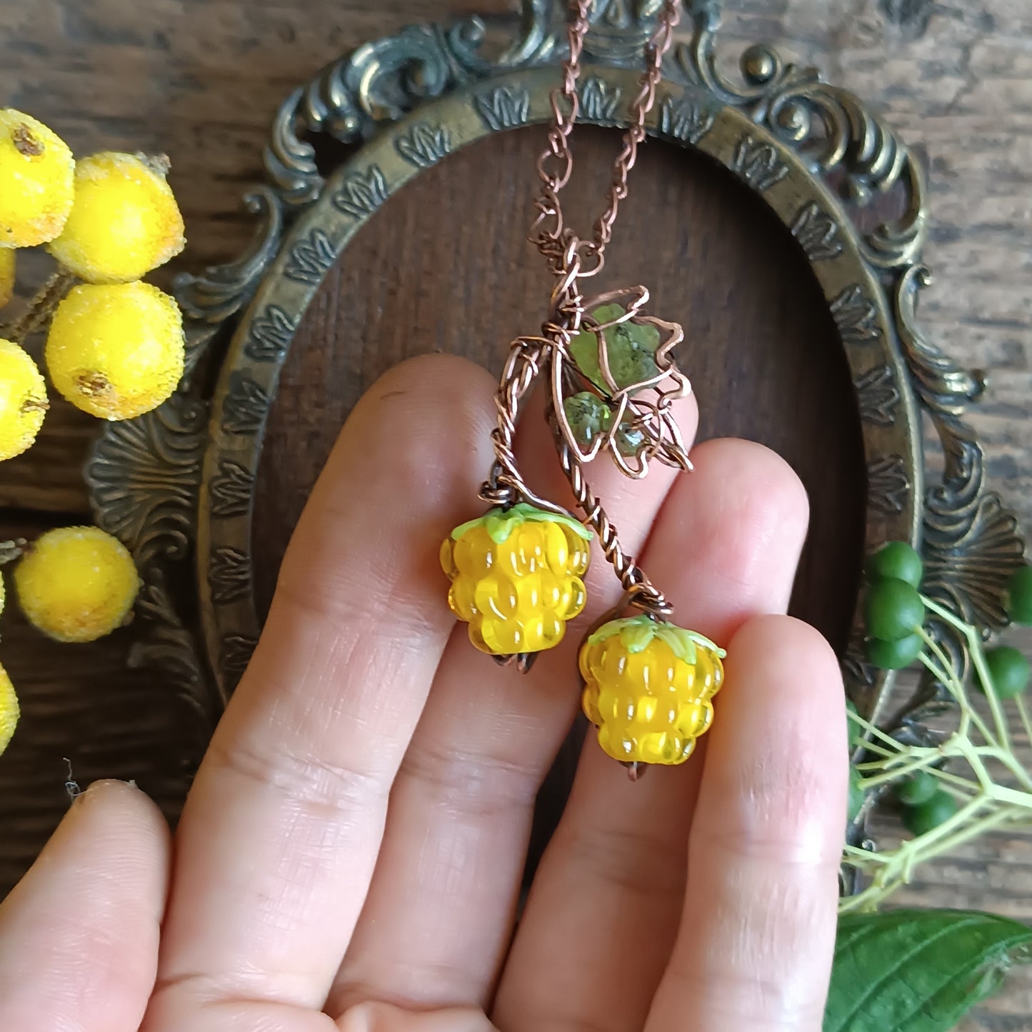 Yellow raspberry pendant