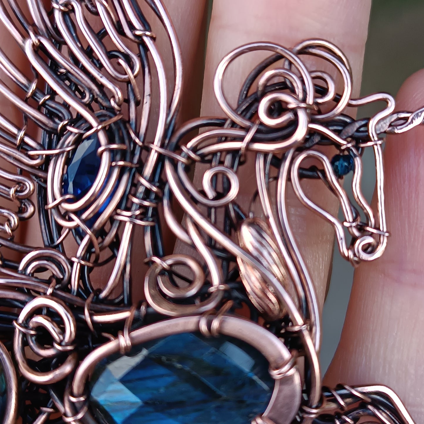 Blue thunder. Pegasus/Unicorn necklace