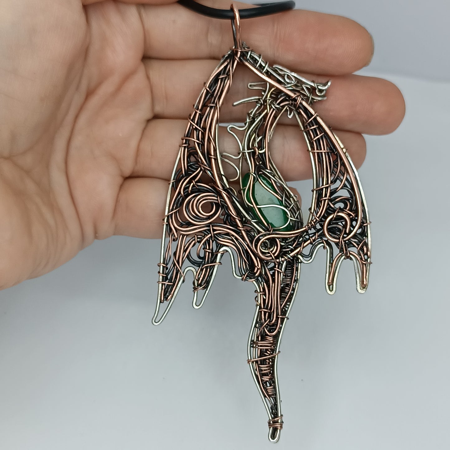 Silver and copper dragon necklace